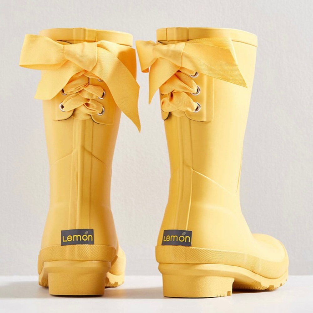 Modcloth Yellow Rain Boots with Bow Detail